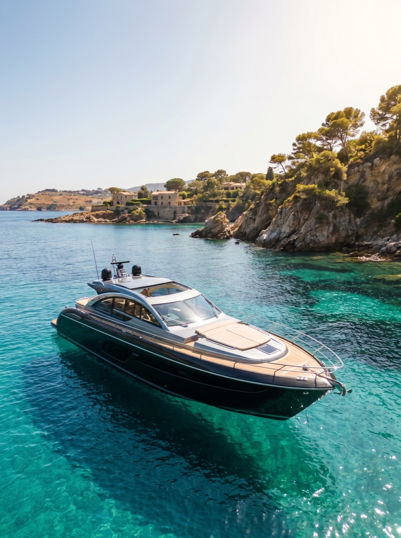 Yacht privé le long de la côte