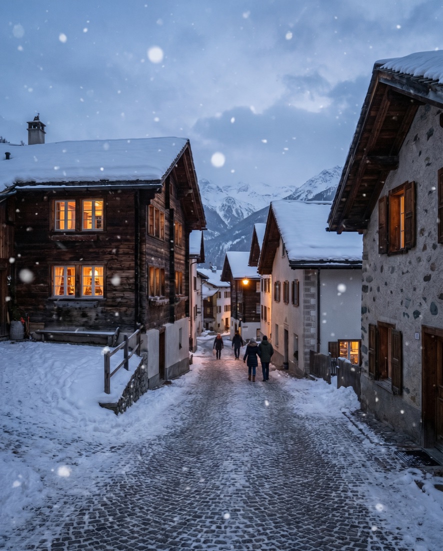 Luxury chalet in Megève in winter with a view of Mont-Blanc